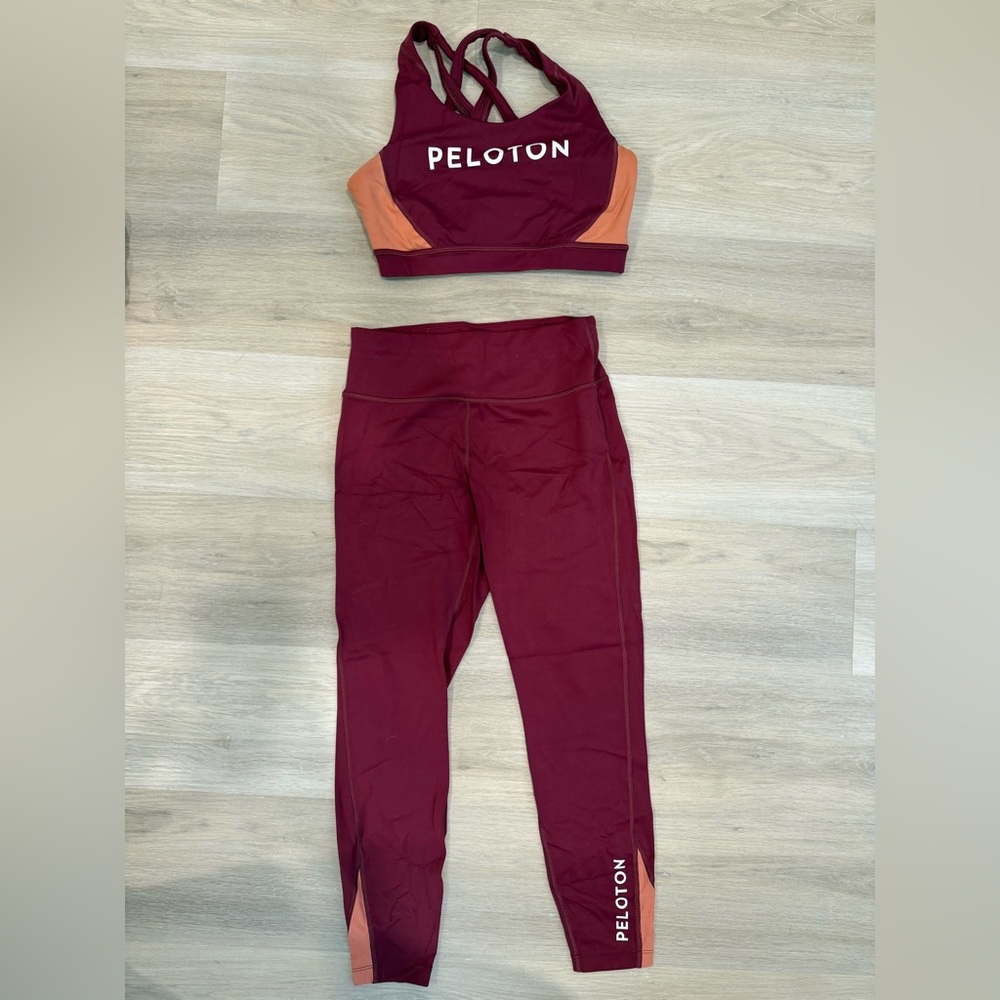 Peloton Maroon and Peach Workout Set